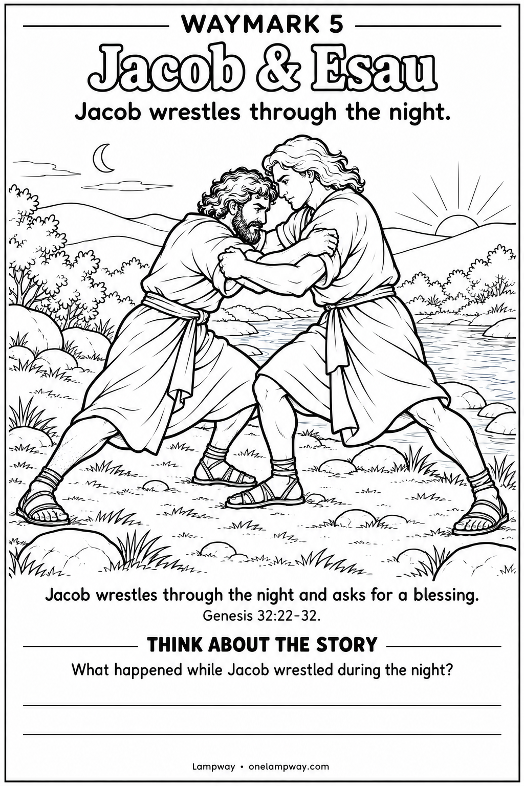Jacob wrestles through the night and receives the name Israel. Genesis 32:22-32. What happened while Jacob wrestled during the night?