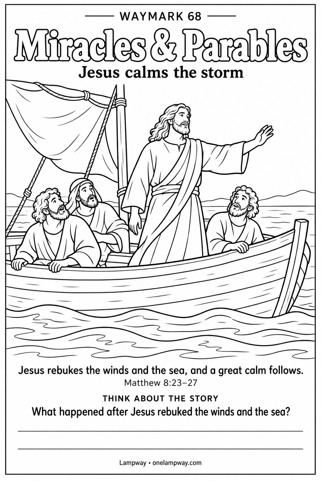 Jesus rebukes the winds and the sea, and a great calm follows. Matthew 8:23-27. What happened after Jesus rebuked the winds and the sea?