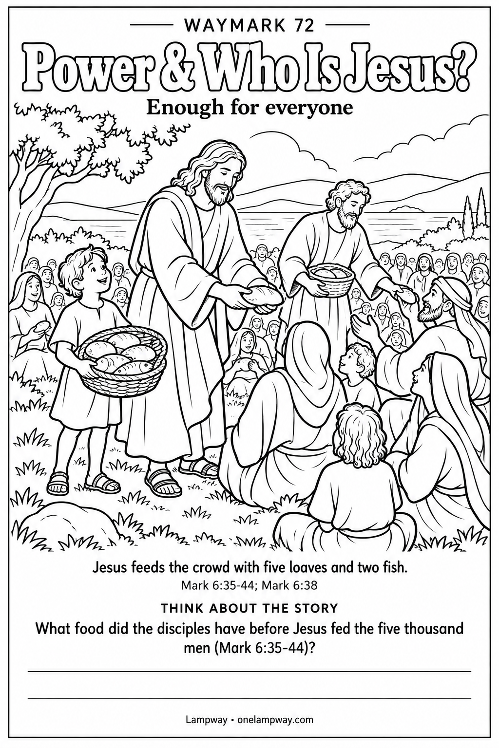 Jesus feeds the crowd with five loaves and two fish. Mark 6:35-44; Mark 6:38. What food did the disciples have before Jesus fed the five thousand men (Mark 6:35-44)?